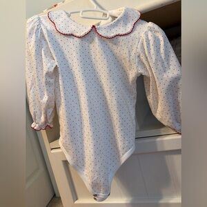 TBBC White Long Sleeve Baby Bodysuit with Red Dots